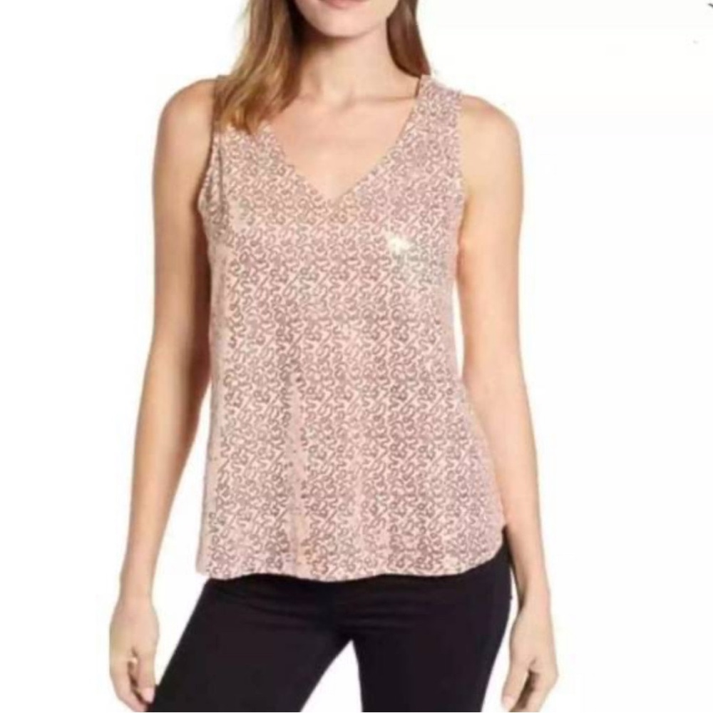 Gibson Rose gold confetti sequin V-Neck Blouse